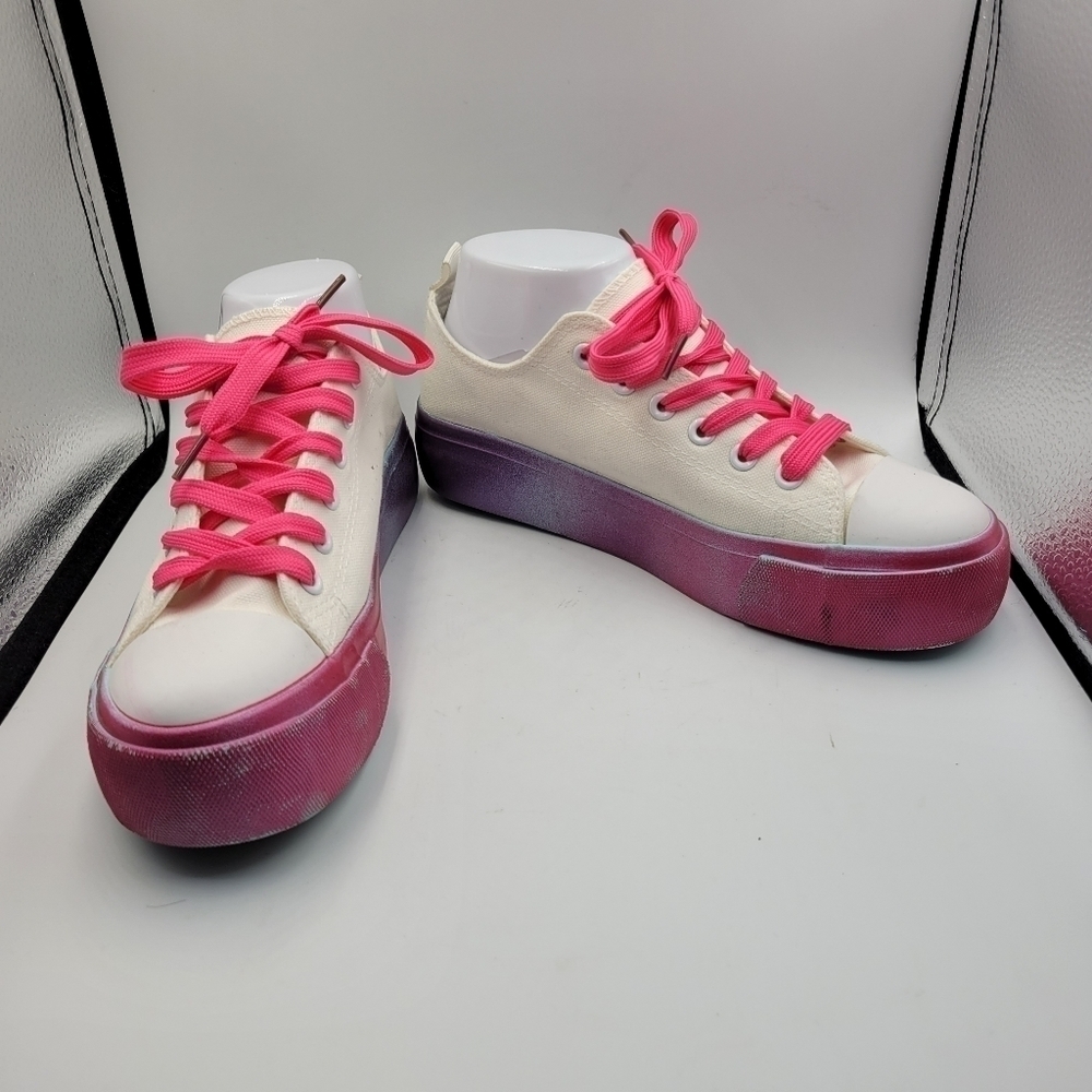 Olivia Miller Shoes Sneakers Gazelle White Canvas Colored Ombre Casual Womens 7